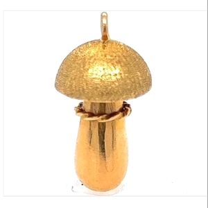 18K Custom Mushroom Yellow Gold Charm One of a Kind